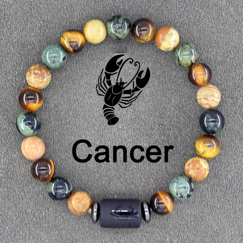 Tiger Eye Zodiac Sign Bead Bracelet