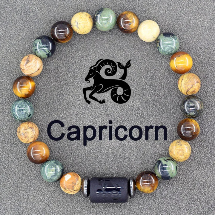 Tiger Eye Zodiac Sign Bead Bracelet