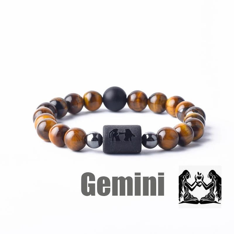 Tiger Eye Zodiac Sign Bead Bracelet