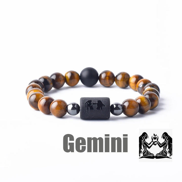 Tiger Eye Zodiac Sign Bead Bracelet