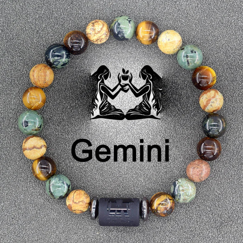 Tiger Eye Zodiac Sign Bead Bracelet