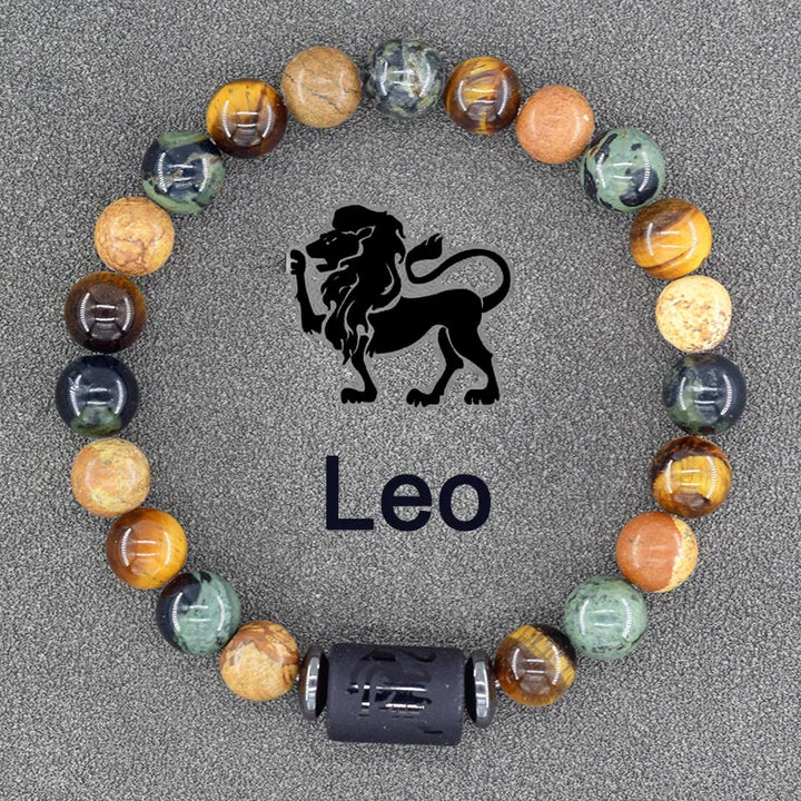 Tiger Eye Zodiac Sign Bead Bracelet