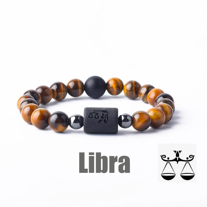Tiger Eye Zodiac Sign Bead Bracelet