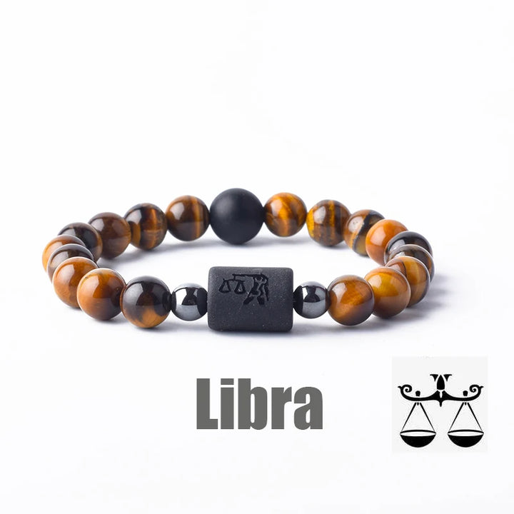 Tiger Eye Zodiac Sign Bead Bracelet