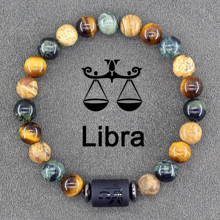 Tiger Eye Zodiac Sign Bead Bracelet