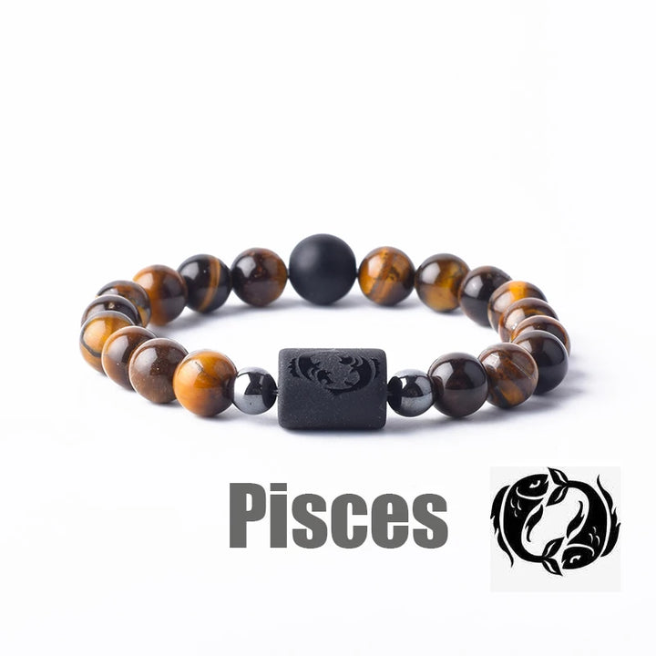 Tiger Eye Zodiac Sign Bead Bracelet