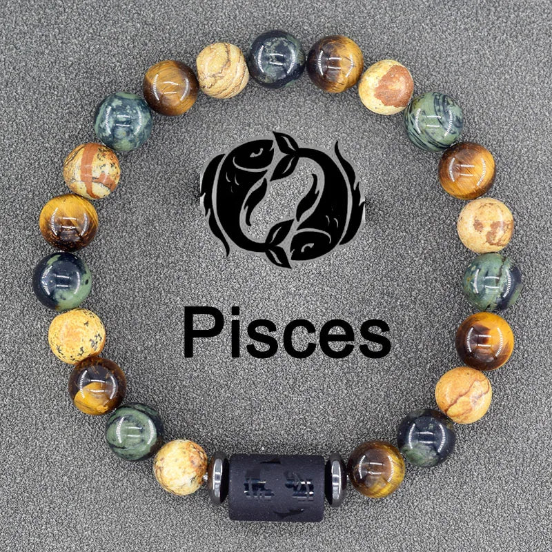 Tiger Eye Zodiac Sign Bead Bracelet