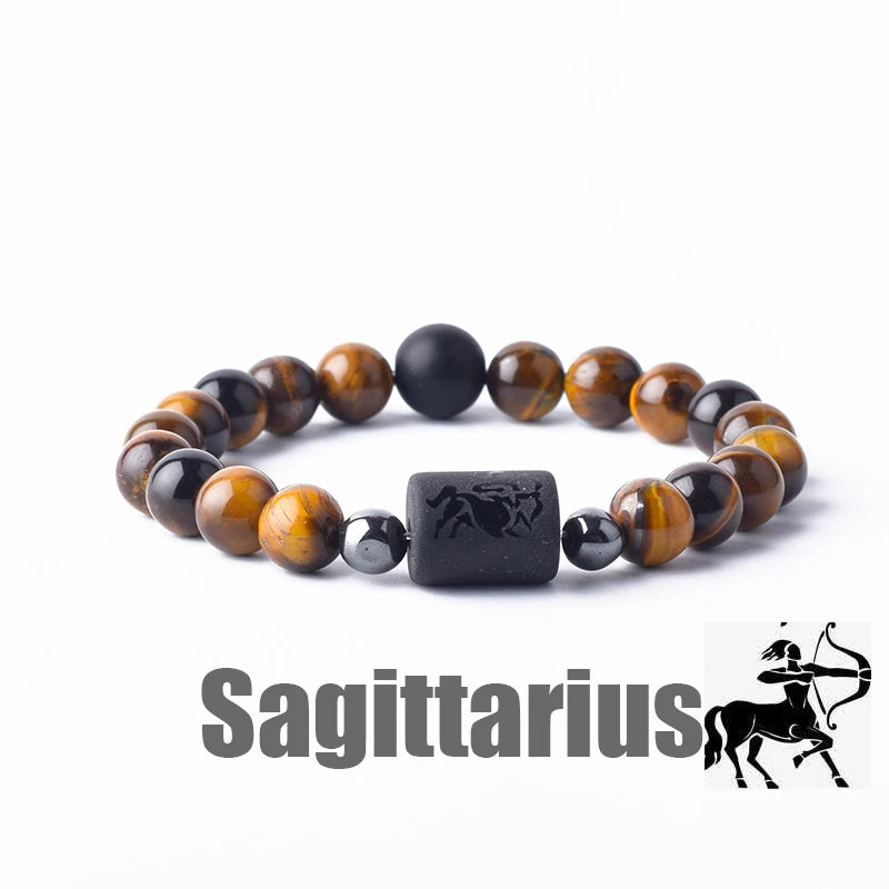 Tiger Eye Zodiac Sign Bead Bracelet