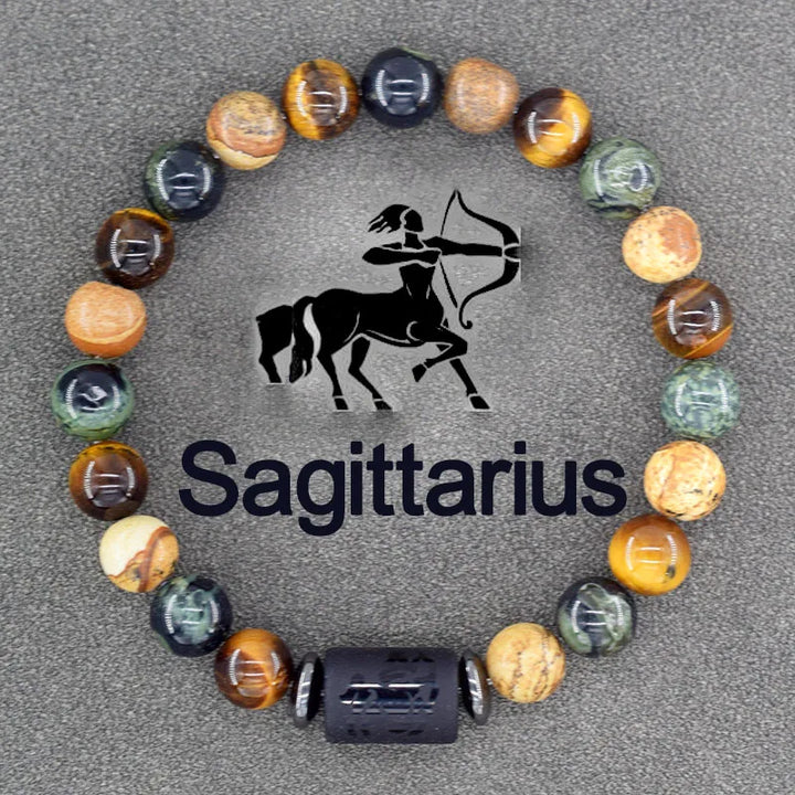 Tiger Eye Zodiac Sign Bead Bracelet