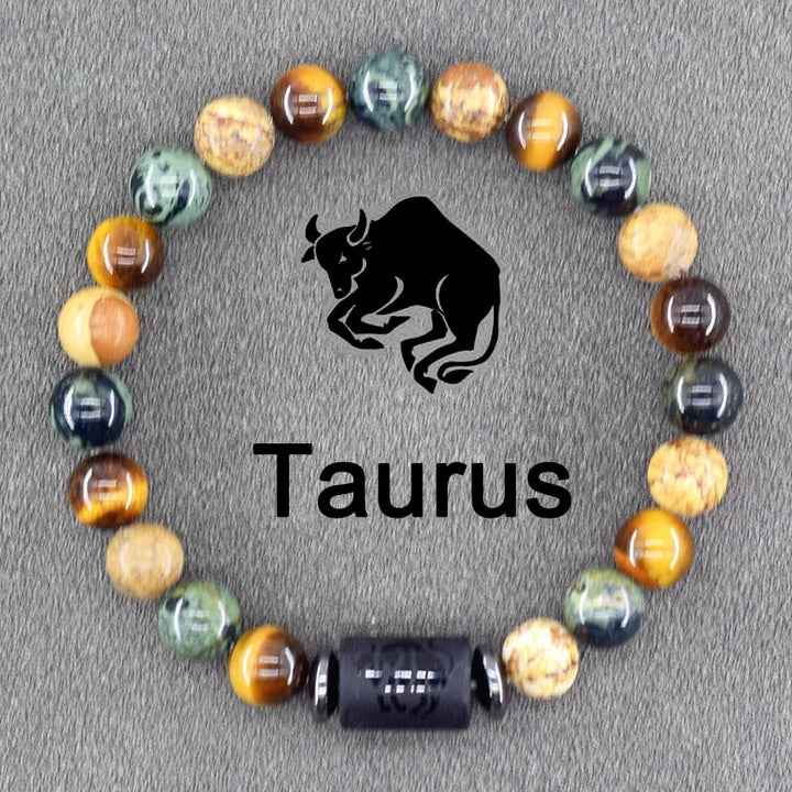 Tiger Eye Zodiac Sign Bead Bracelet