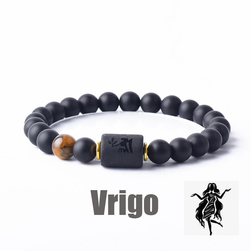 Tiger Eye Zodiac Sign Bead Bracelet