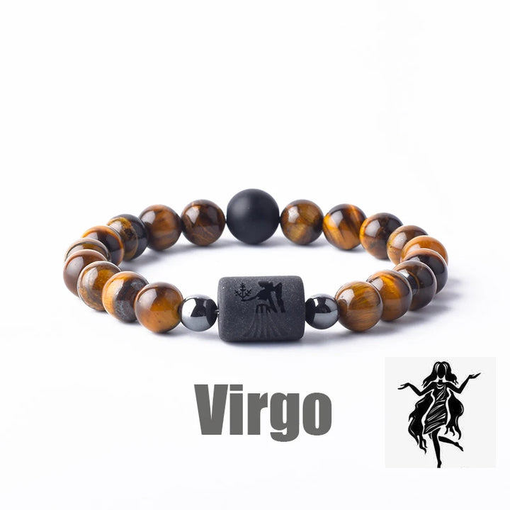 Tiger Eye Zodiac Sign Bead Bracelet