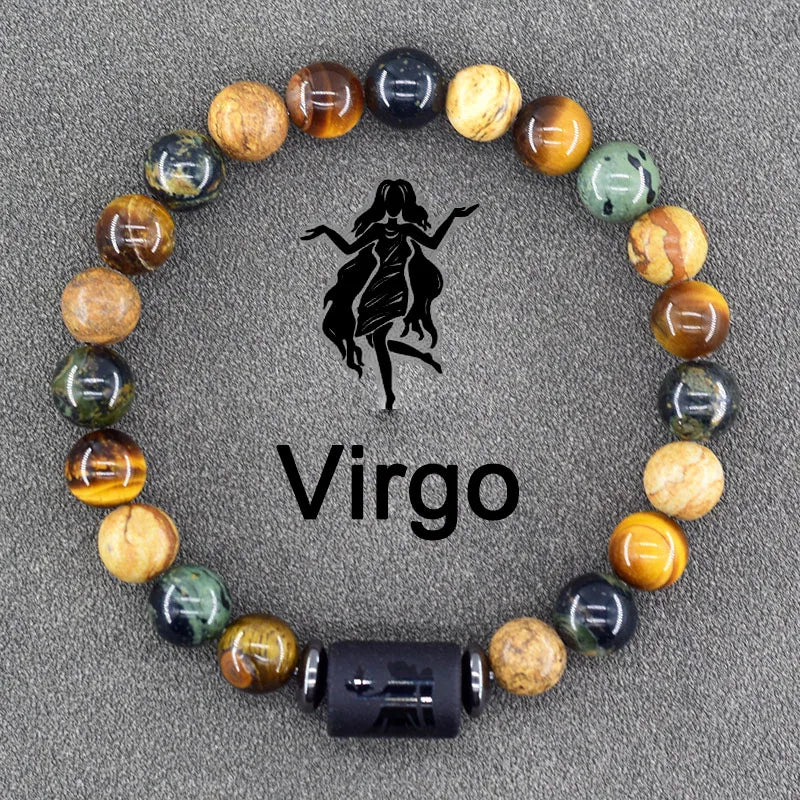 Tiger Eye Zodiac Sign Bead Bracelet