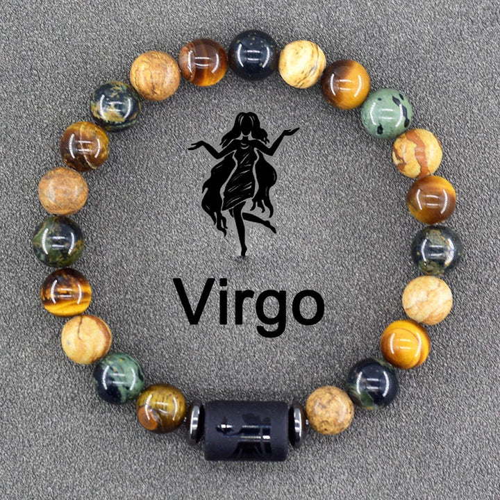 Tiger Eye Zodiac Sign Bead Bracelet