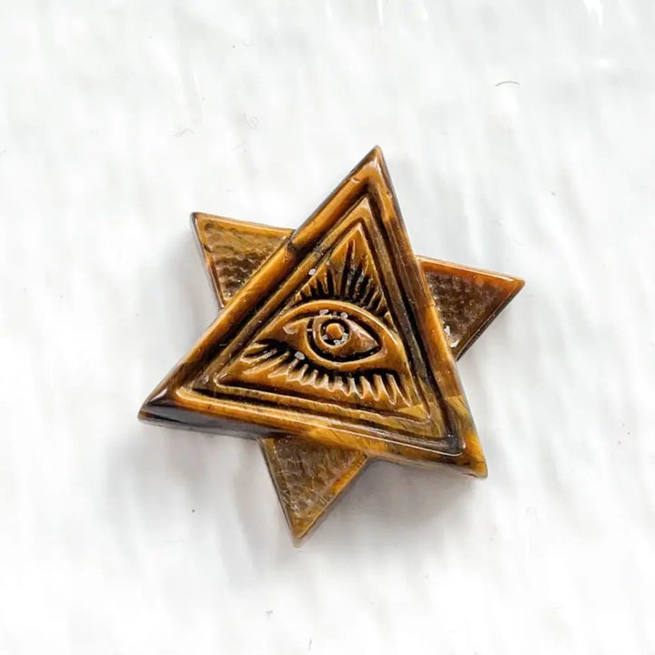 Tiger's Eye Carved Symbol Figures
