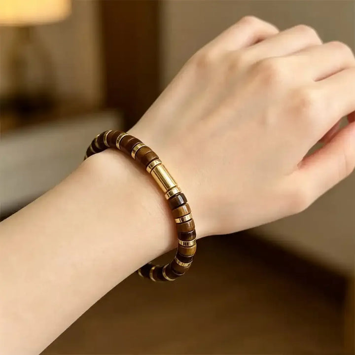 Tiger's Eye Disc Bead Bracelet