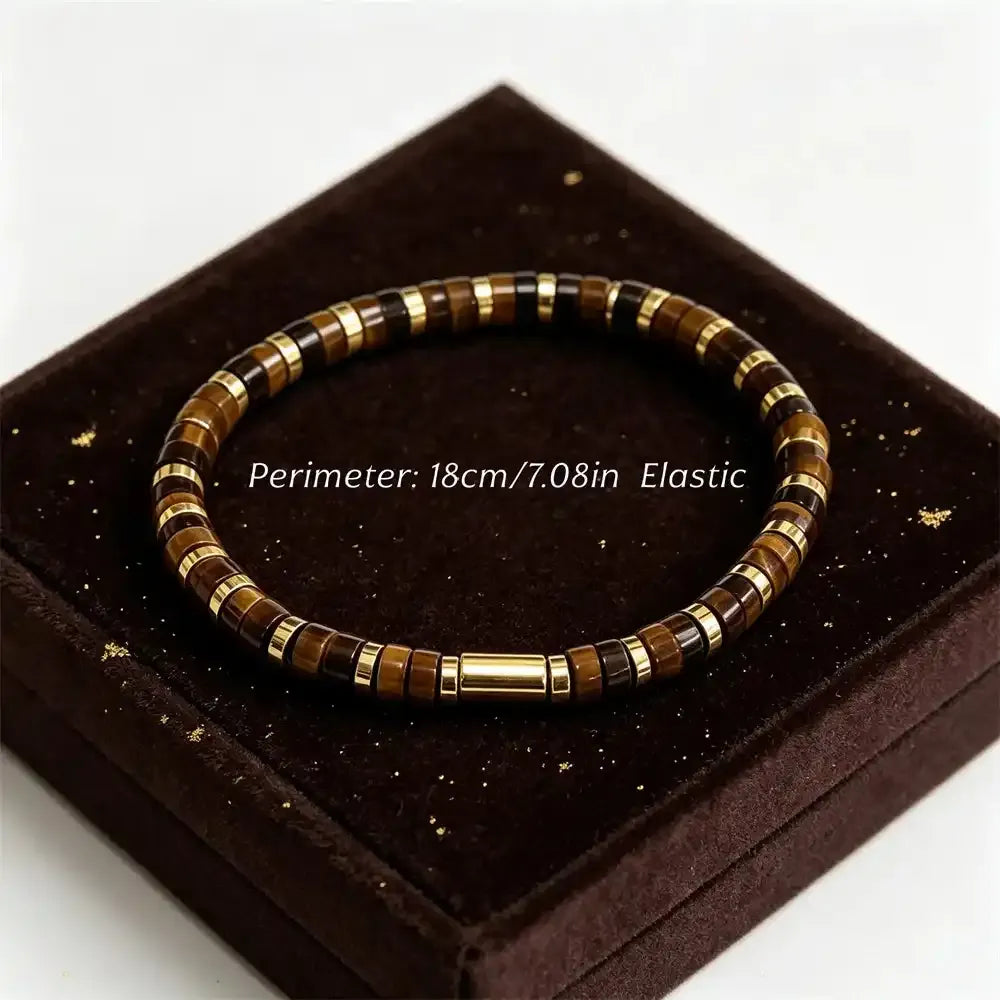 Tiger's Eye Disc Bead Bracelet