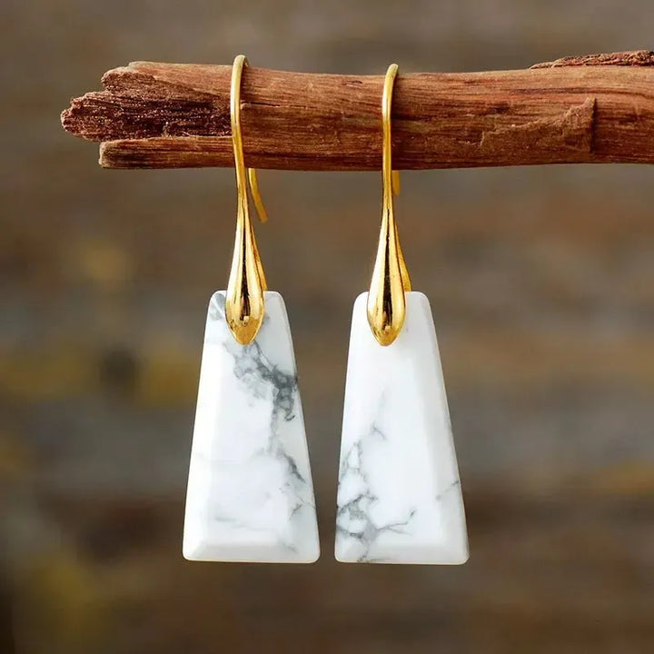 Trapezoid Natural Stone Drop Earrings-Earrings-Ali-Howlite-Crystal Destiny