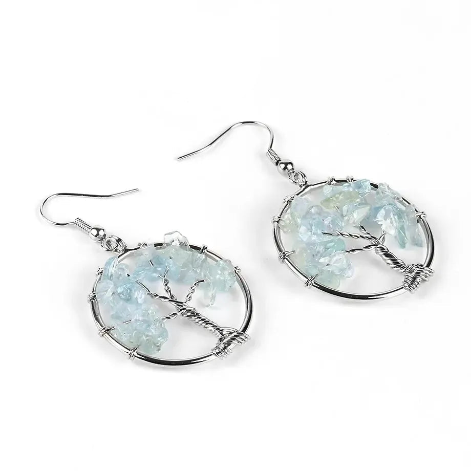 Tree of Life Crystal Drop Earrings-Earrings-Ali-Aquamarine-Crystal Destiny