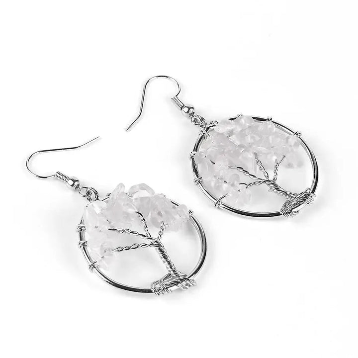 Tree of Life Crystal Drop Earrings-Earrings-Ali-White Crystal-Crystal Destiny