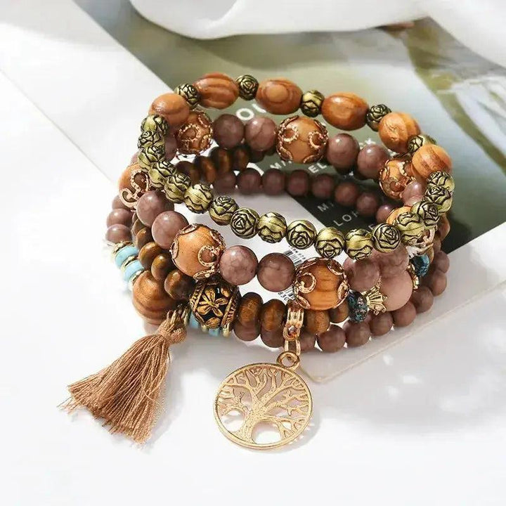 Tree of Life Howlite Beaded Bracelet Set