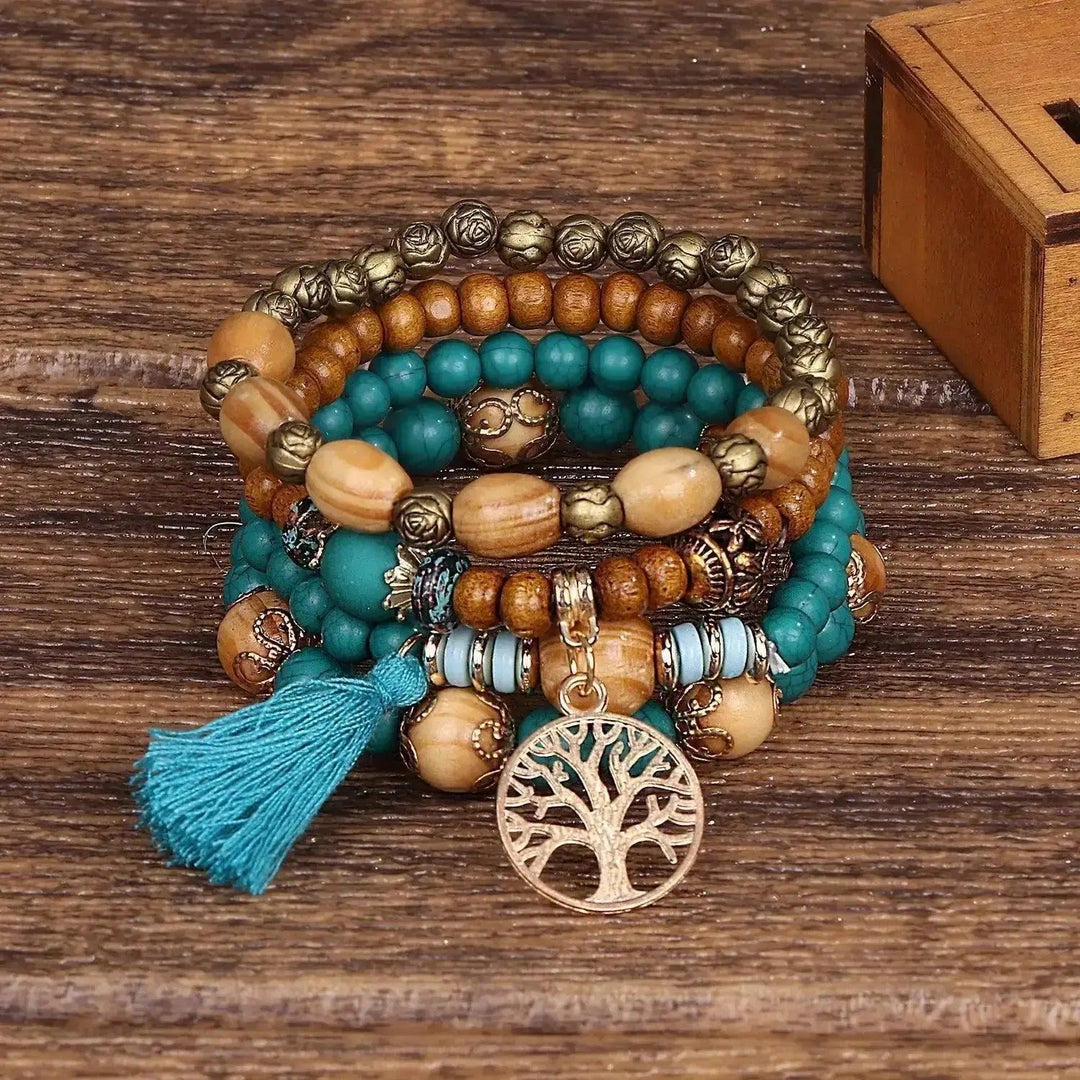 Tree of Life Howlite Beaded Bracelet Set