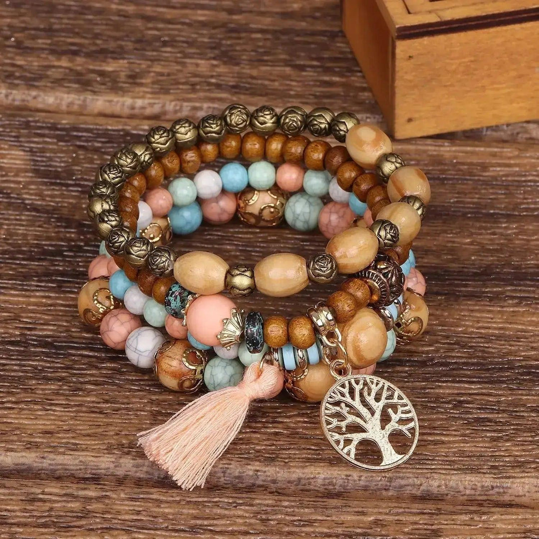 Tree of Life Howlite Beaded Bracelet Set