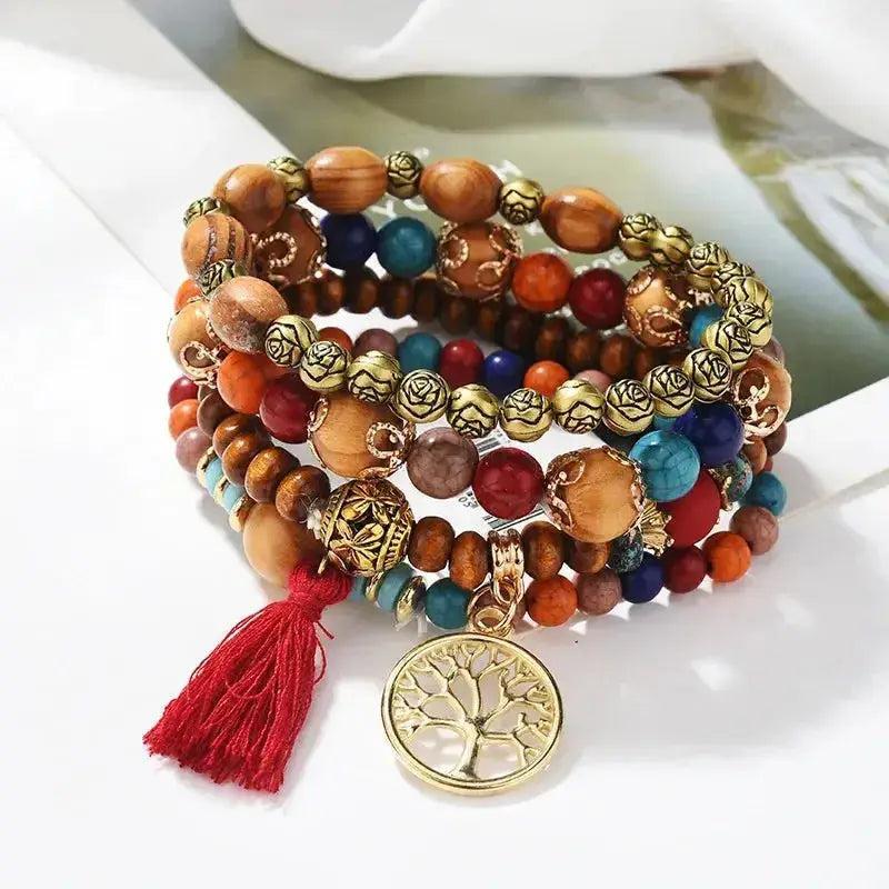 Tree of Life Howlite Beaded Bracelet Set