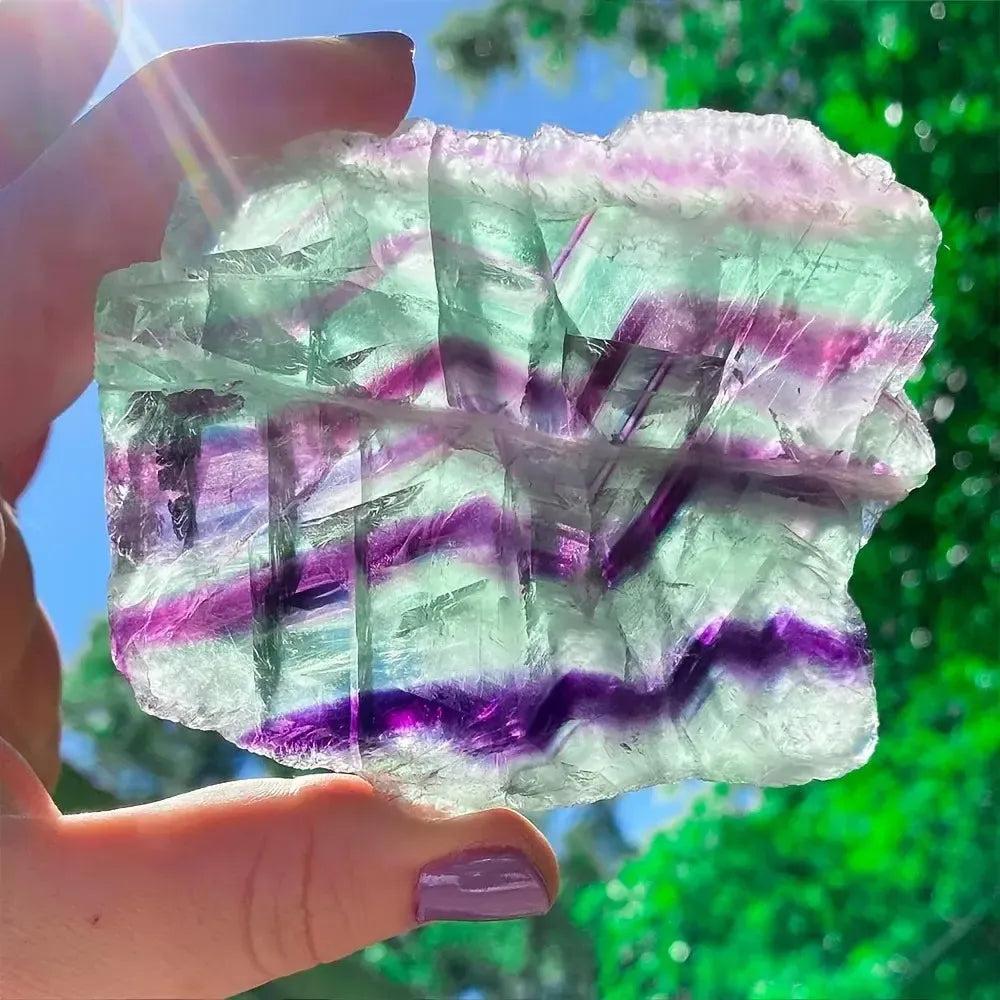 Trichrome Fluorite Slice Crystal Specimen