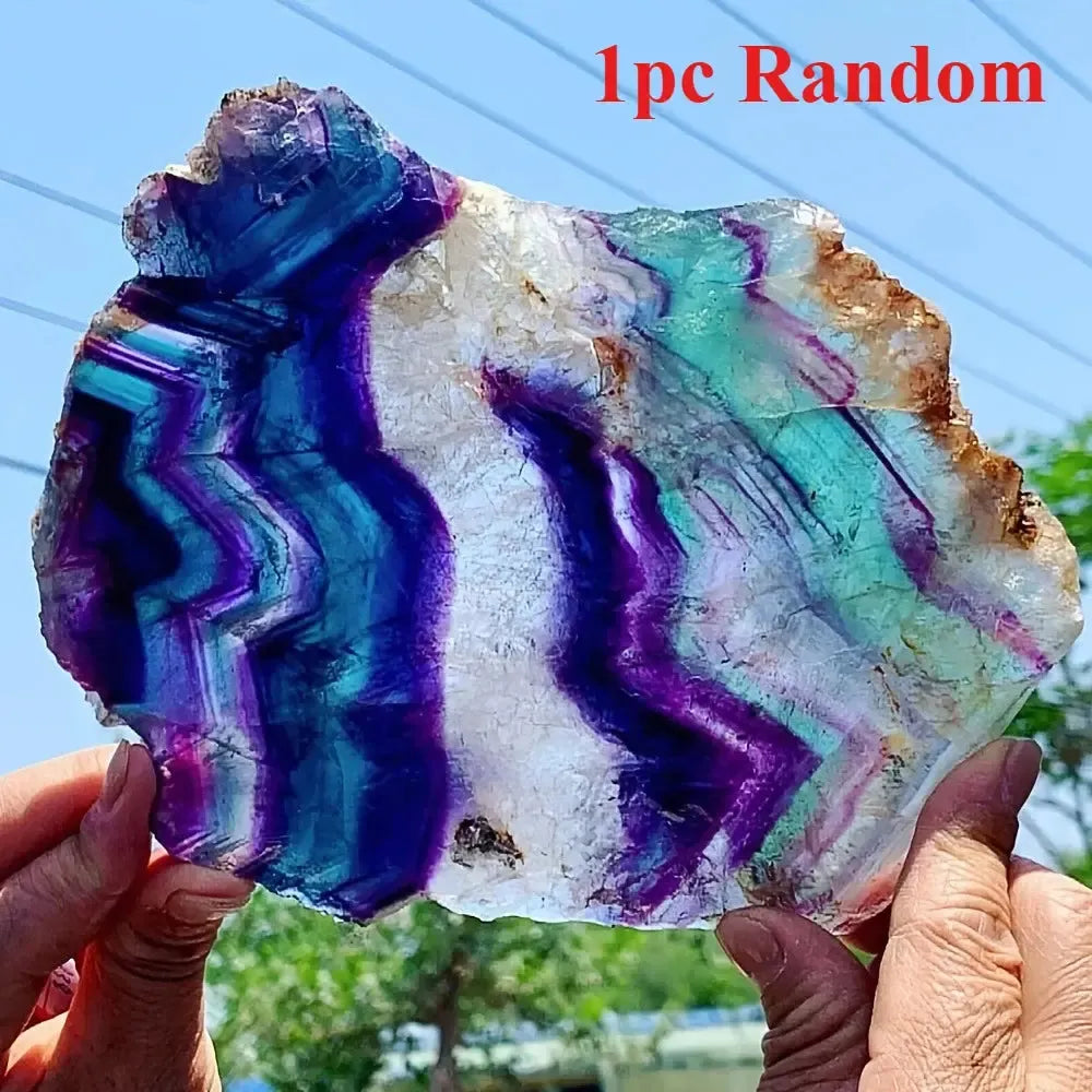 Trichrome Fluorite Slice Crystal Specimen-Slabs-Ali-Rainbow Fluorite-100-200g-Crystal Destiny
