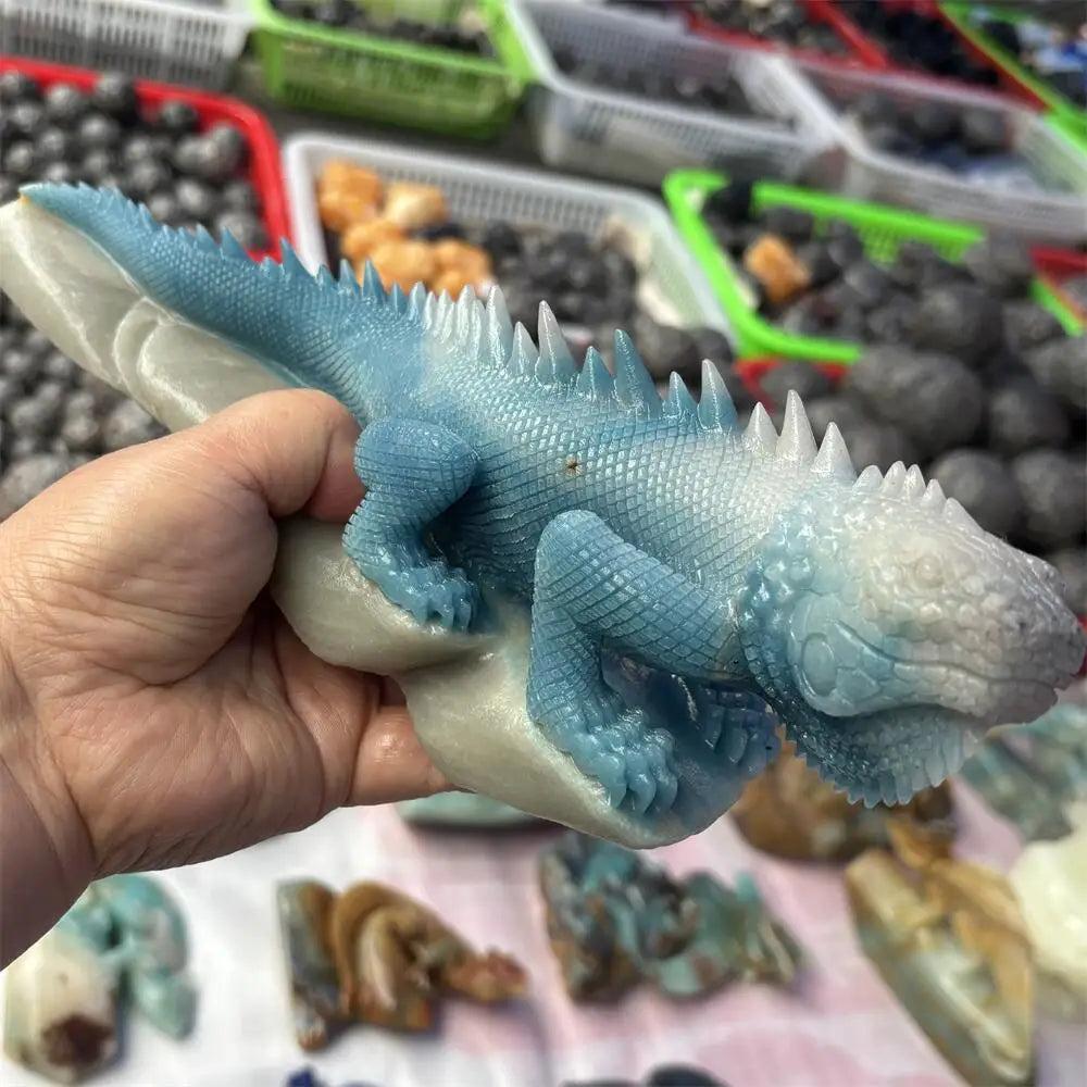 Trolleite Crystal Carved Lizard Animal Statue Carving