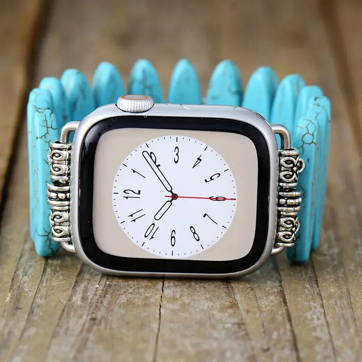 Turquoise Stone Apple iWatch Band 38-49mm Elastic-Bands-Ali-Turquoise Howlite-Large-Apple 38-41MM Plate-Crystal Destiny