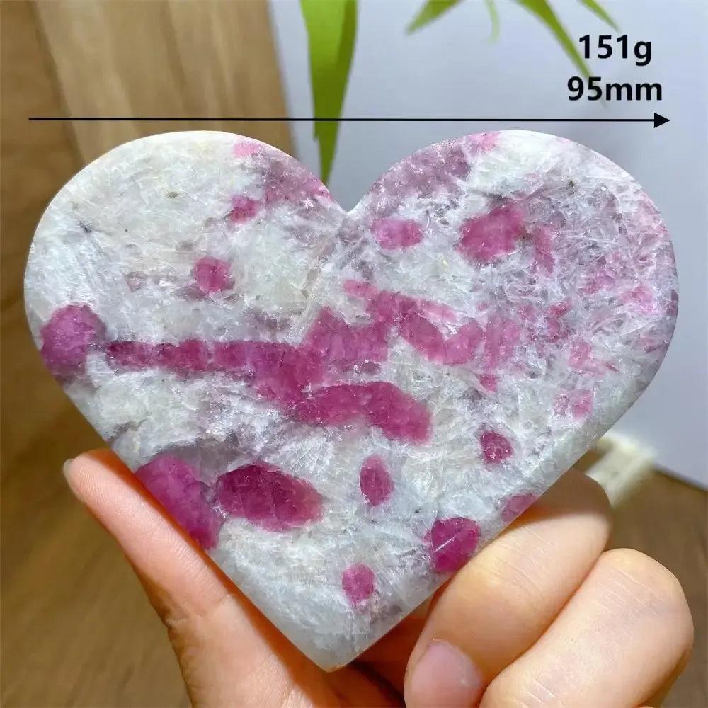 Unicorn Stone heart, 151g, 95mm, with swirling pink Tourmaline, smoky Quartz, and lavender Lepidolite.