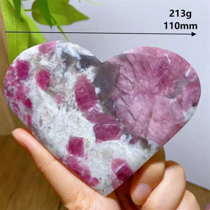 Unicorn Stone heart, 213g, 110mm, with swirling pink Tourmaline, grey Smoky Quartz, and lavender Lepidolite.