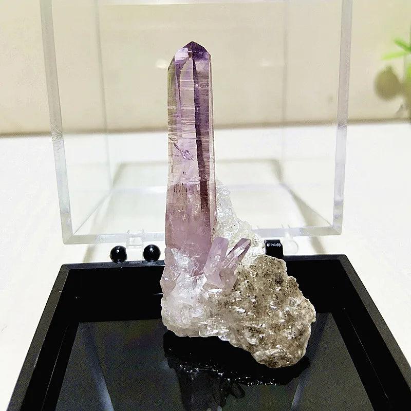 Raw Vera Cruz Amethyst crystal cluster with a pale, transparent lavender point for high-vibration spiritual healing.