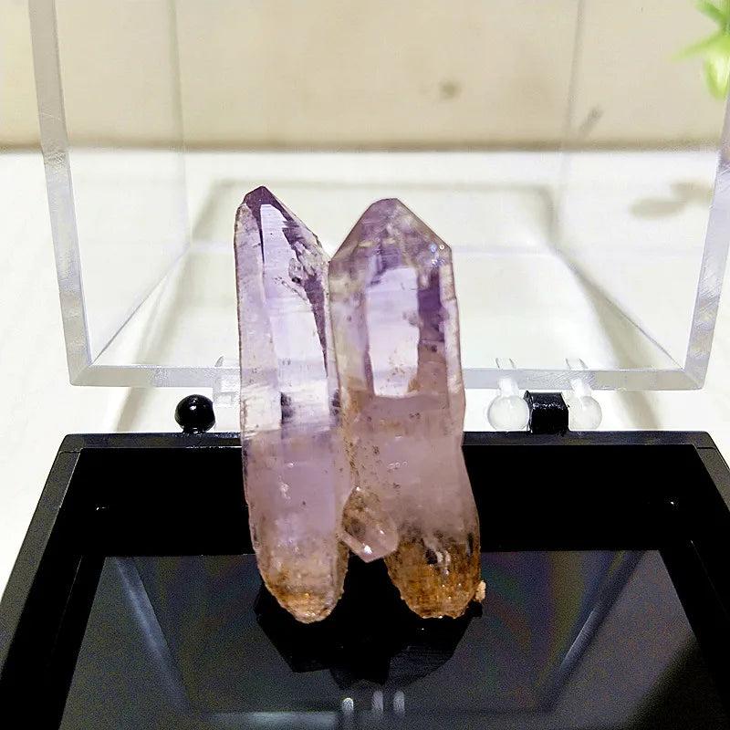 Raw Vera Cruz Amethyst crystal cluster with pale lavender points, perfect for high-vibration spiritual healing.