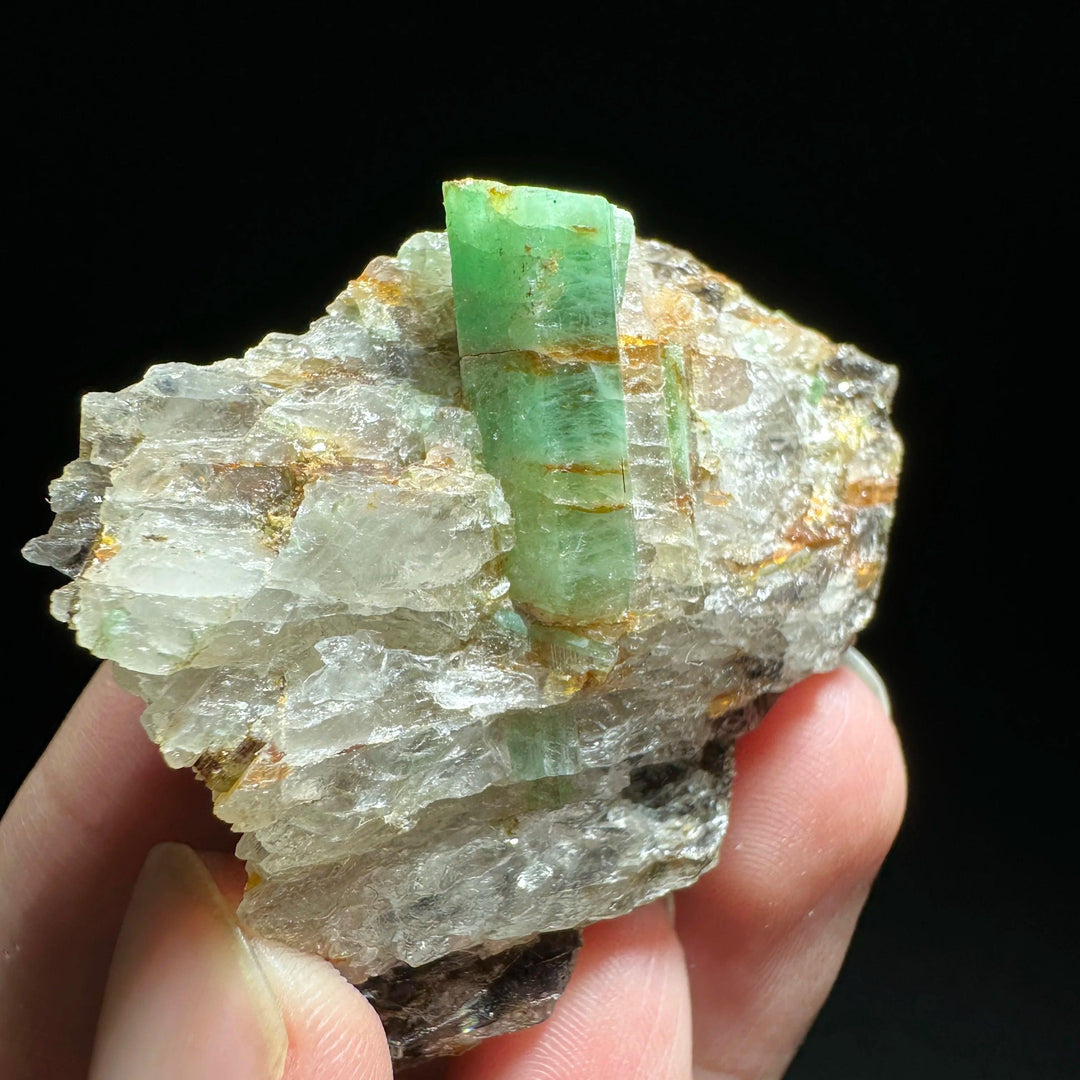 Natural Verdite mineral specimen featuring a deep green crystal point on a raw, textured stone base for grounding energy.