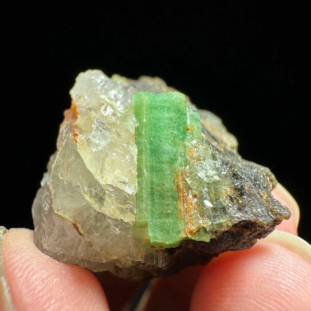 Natural verdite mineral specimen featuring a vibrant green crystal for heart chakra grounding and steady growth.