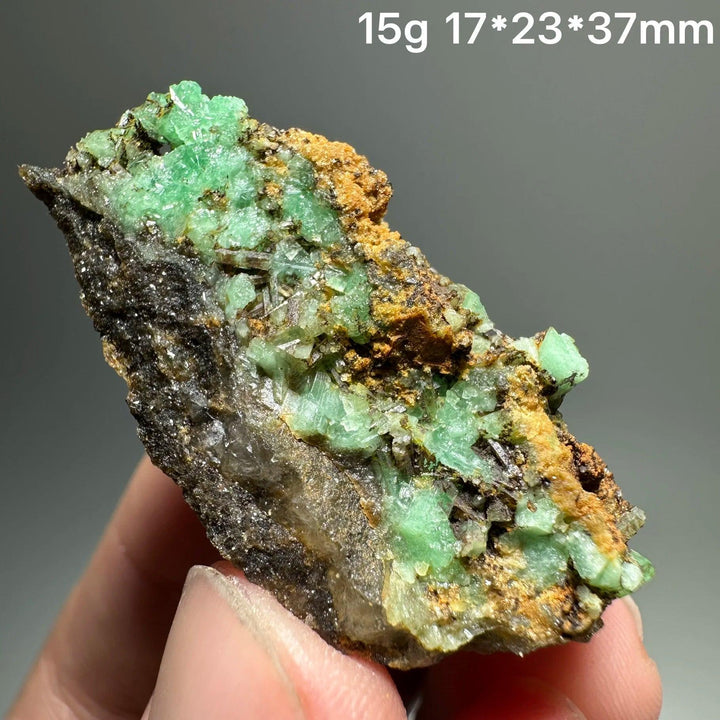 Natural 15g Verdite mineral specimen featuring vibrant green crystals for heart chakra grounding and display.