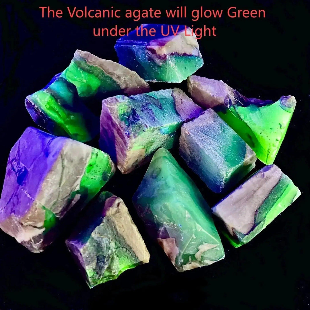 Volcanic Agate Raw Stone UV Reactive 100g Lot