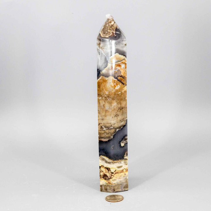 Volcano Agate Crystal Tower – XL UV Reactive-Towers-Crystal Destiny-Volcano Agate-838g - 9.50"H x 1.90"W-Crystal Destiny