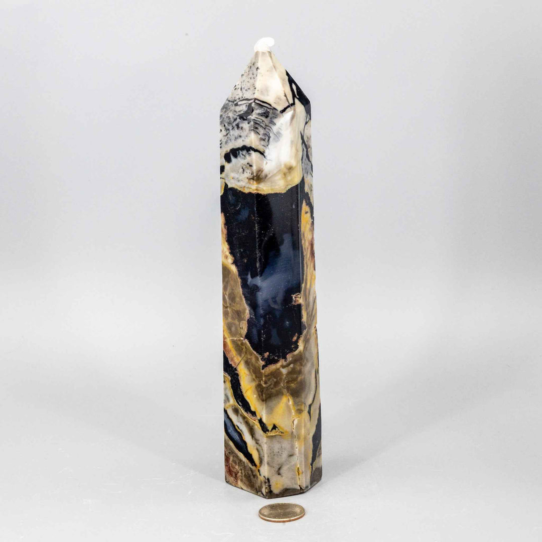 Volcano Agate Crystal Tower – XL UV Reactive-Towers-Crystal Destiny-Volcano Agate-838g - 9.50"H x 1.90"W-Crystal Destiny