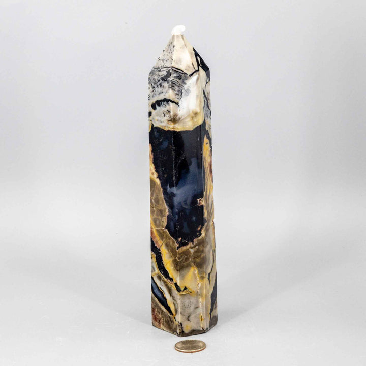 Volcano Agate Crystal Tower – XL UV Reactive-Towers-Crystal Destiny-Volcano Agate-838g - 9.50"H x 1.90"W-Crystal Destiny