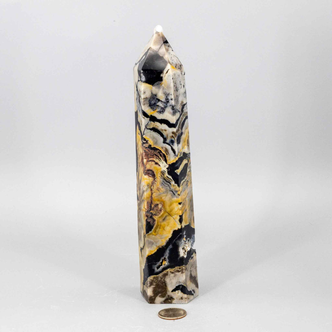 Volcano Agate Crystal Tower – XL UV Reactive-Towers-Crystal Destiny-Volcano Agate-838g - 9.50"H x 1.90"W-Crystal Destiny