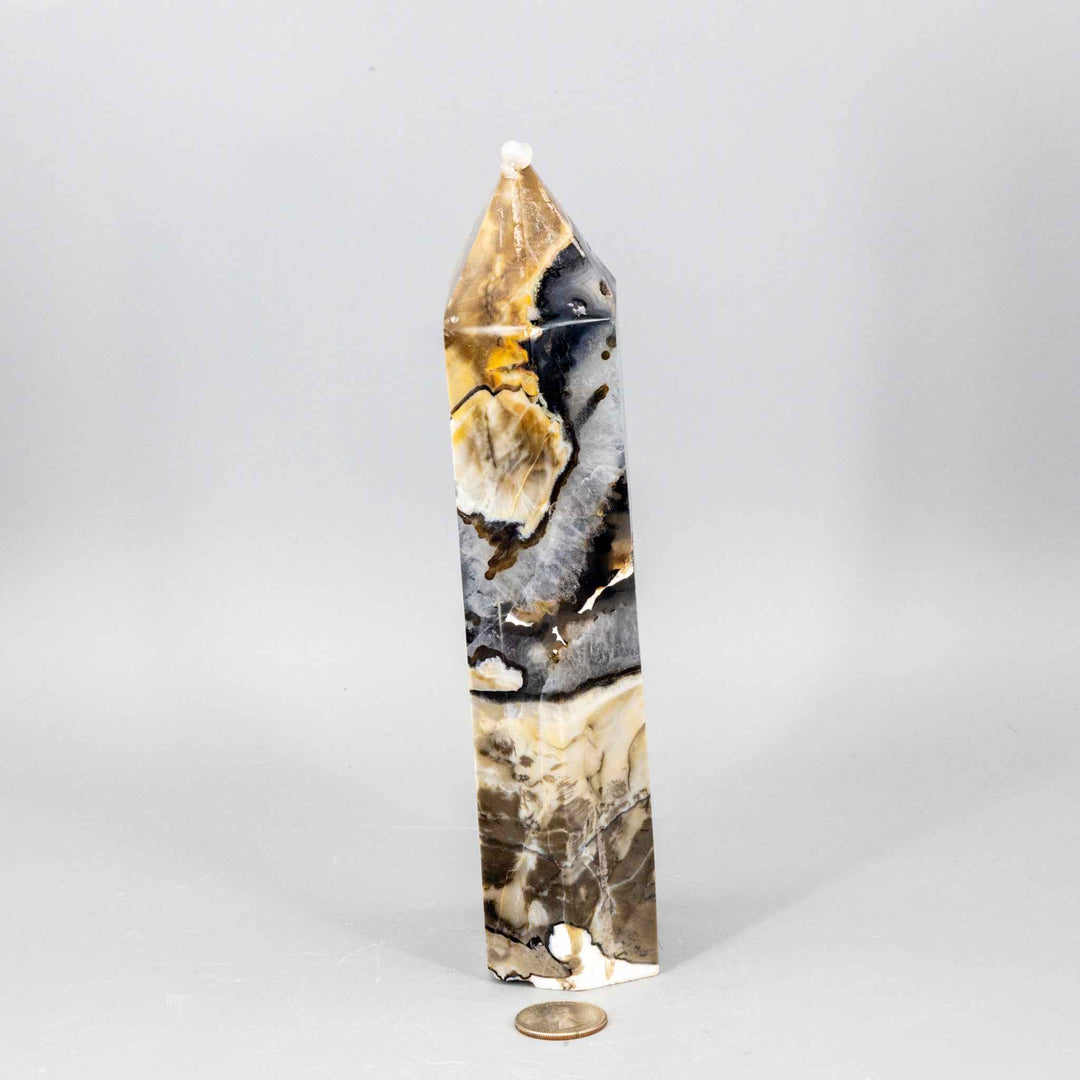 Volcano Agate Crystal Tower – XL UV Reactive-Towers-Crystal Destiny-Volcano Agate-838g - 9.50"H x 1.90"W-Crystal Destiny