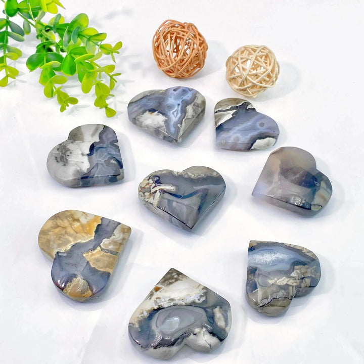Volcano Agate Heart Stones UV Fluorescent