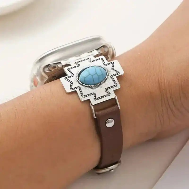 Western Style Turquoise Apple Watch Band-Bands-Ali-Vintage 1-38mm 40 41 42(s11)mm-Crystal Destiny