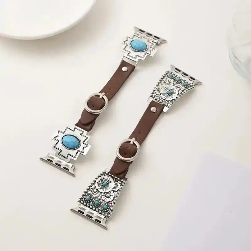 Western Style Turquoise Apple Watch Band-Bands-Ali-Vintage 1-38mm 40 41 42(s11)mm-Crystal Destiny