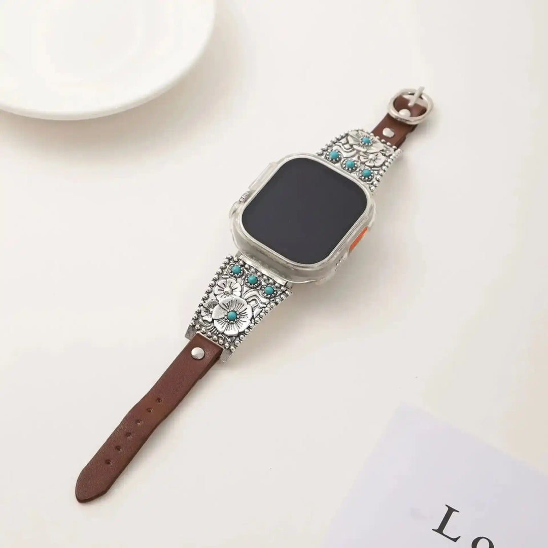 Western Style Turquoise Apple Watch Band-Bands-Ali-Vintage 1-38mm 40 41 42(s11)mm-Crystal Destiny