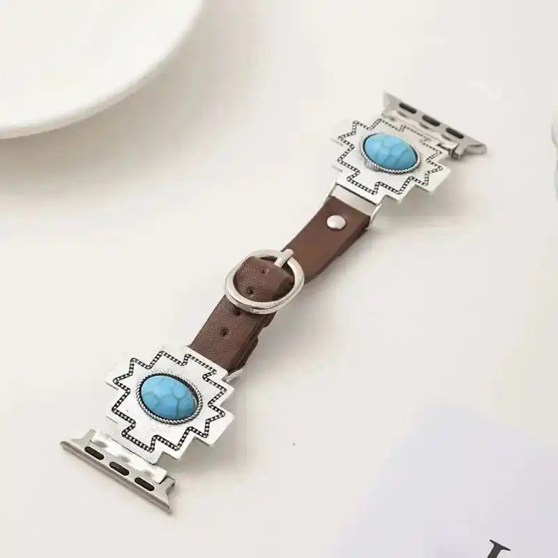 Western Style Turquoise Apple Watch Band-Bands-Ali-Vintage 2-38mm 40 41 42(s11)mm-Crystal Destiny